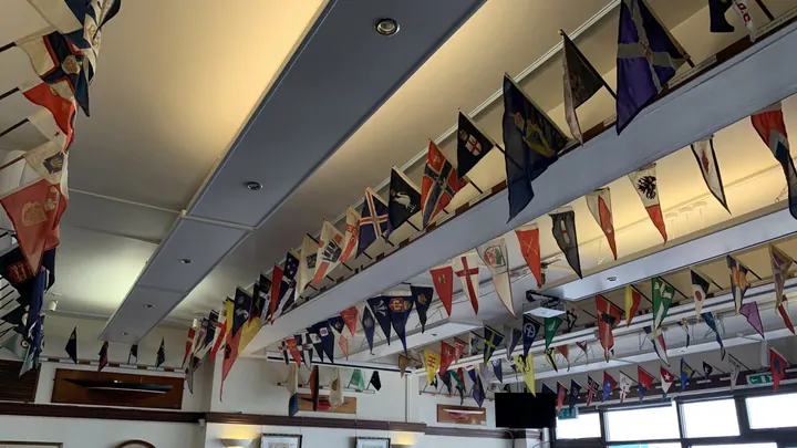 Island Sailing Club Clubhouse with Burgees